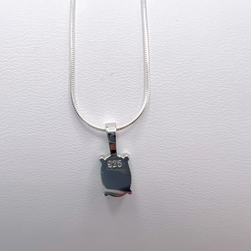 Sterling Silver Green Lab Oval Opal Necklace - Picture 15 of 17
